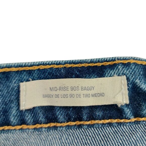 Universal Thread Jeans Womens 4R Blue Baggy Mid Rise Button Cuffed Hem 90s Retro - Picture 8 of 12